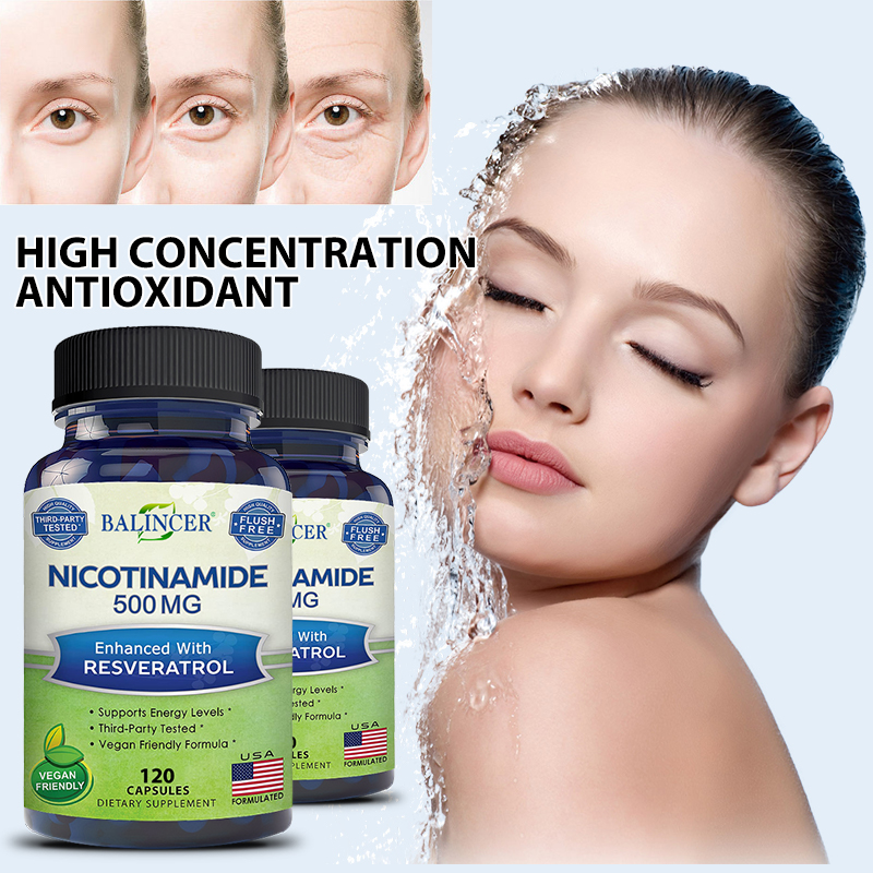 Resveratrol Capsule Anti Aging - Nicotinamide avec Resvératrol - Vitamine B3