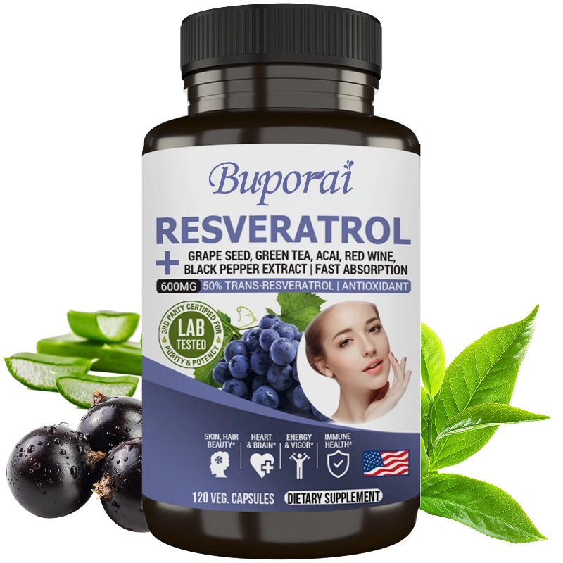 Resveratrol Capsule Anti Aging - Capsules de resvératrol - Antioxydant, anti-âge,