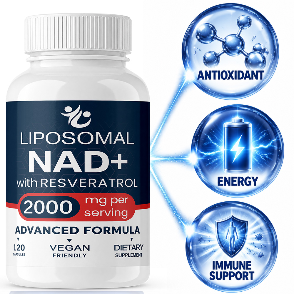 Resveratrol Capsule Anti Aging - Complément liposomal NAD+ avec Trans-Resvératrol, améliore